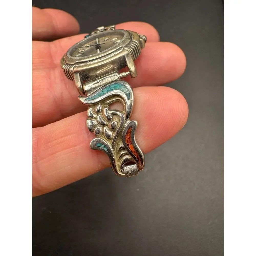 Fossil EC-6840 Watch Women's Silver Tone Turquoise Native American Band 3ATM